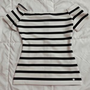 GUESS Black and White Stripes Top